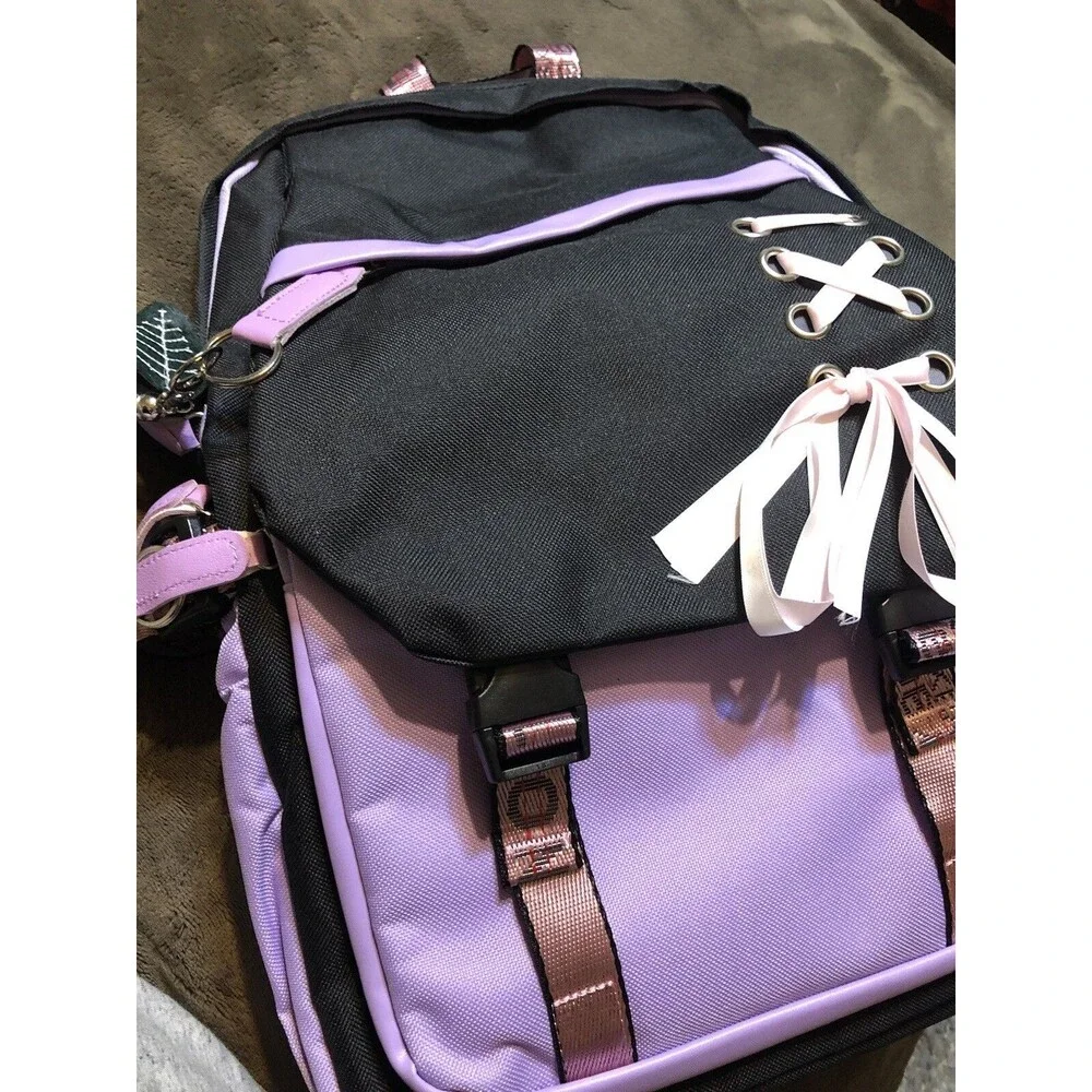 FENGDONG Durable Waterproof Travel Large Laptop Backpack 17.3 Purple -NEW